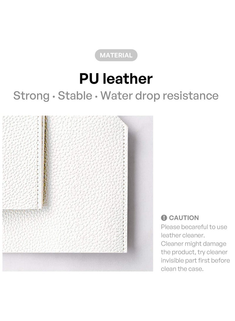Tissue Box Cover Modern Pu Leather Square Tissue Box Holder Decorative Holder For Organizer For Bathroom Vanity Countertop Night Stands Office Desk Car - White - Image 2